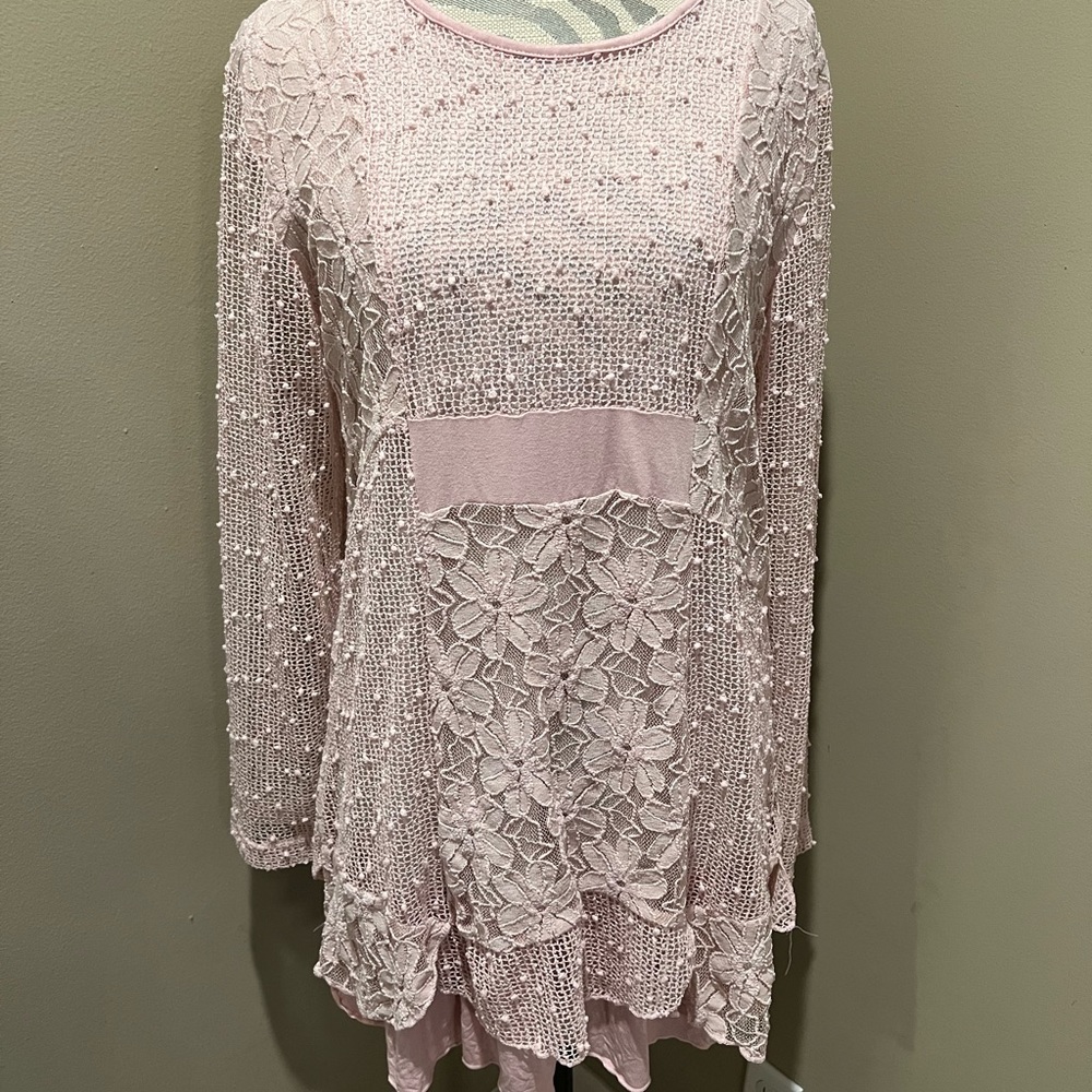 Indigo Soul pink layered sweater tunic, XL